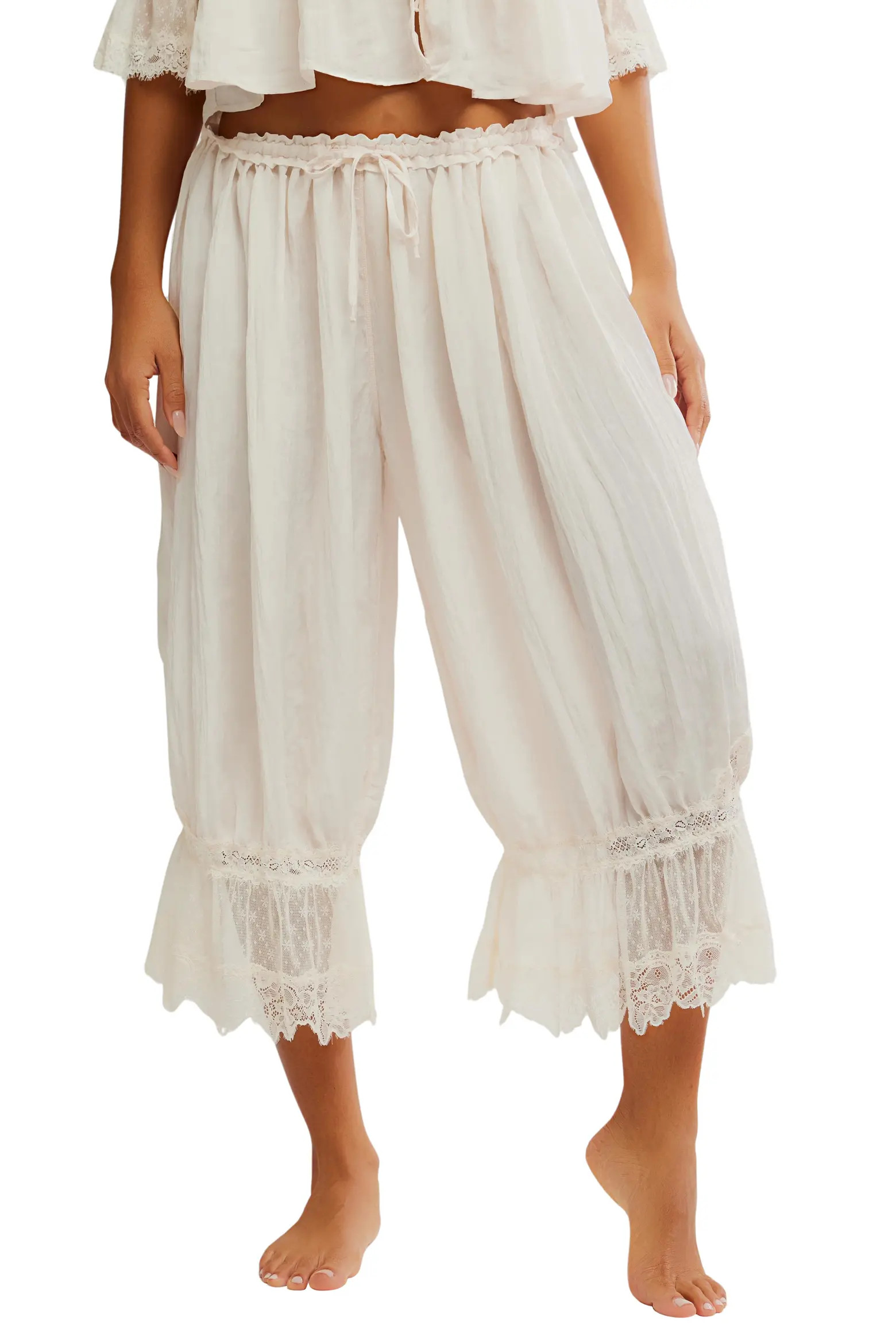 Forever Young Lace Trim Wide Leg Crop Pajama Pants (Women) | Nordstrom | Nordstrom