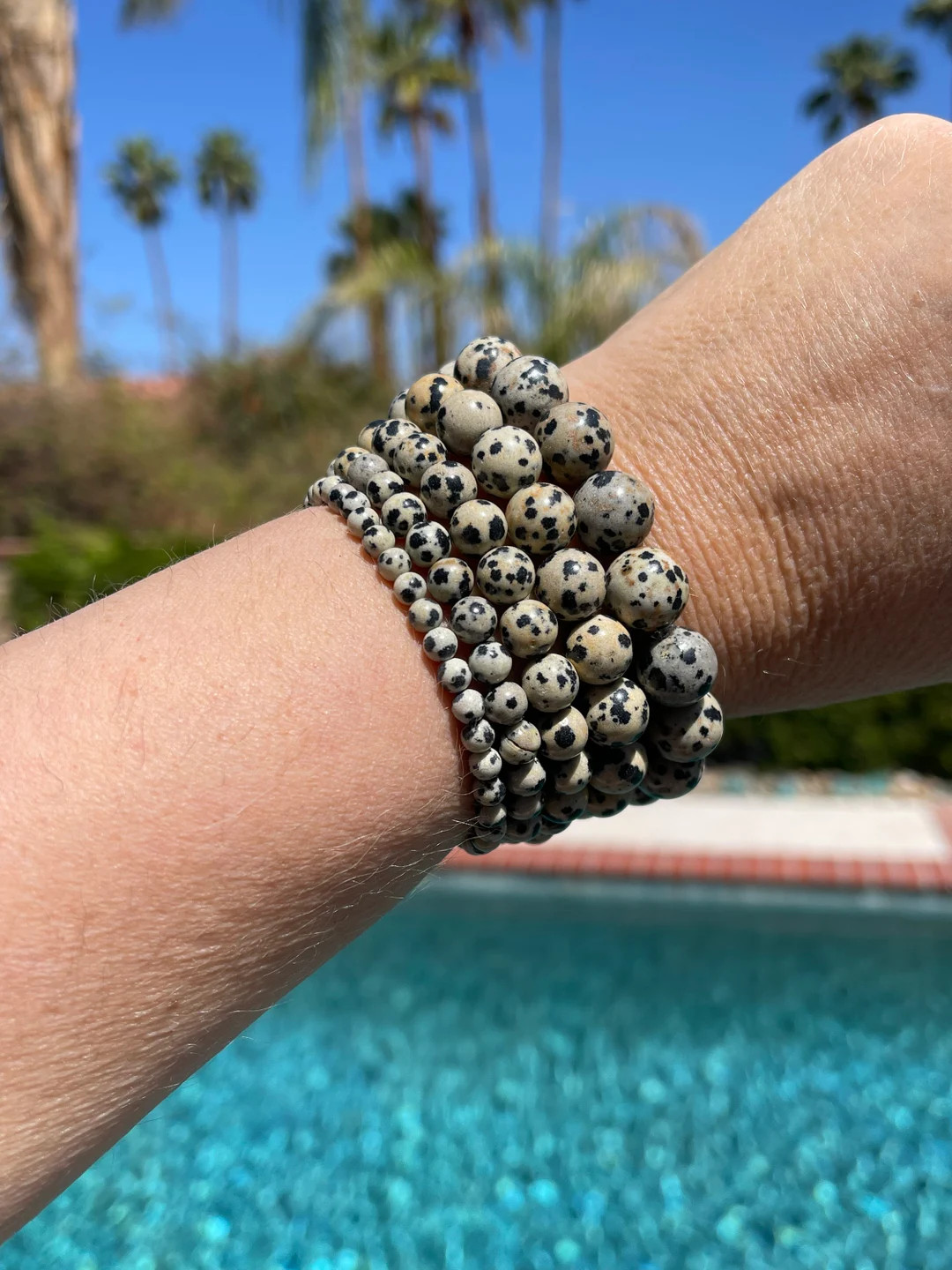 Dalmatian Jasper 4mm, 6mm, 8mm, 10mm or 12mm Beaded Bracelet Playful, Balance, Overcoming Nightma... | Etsy (US)