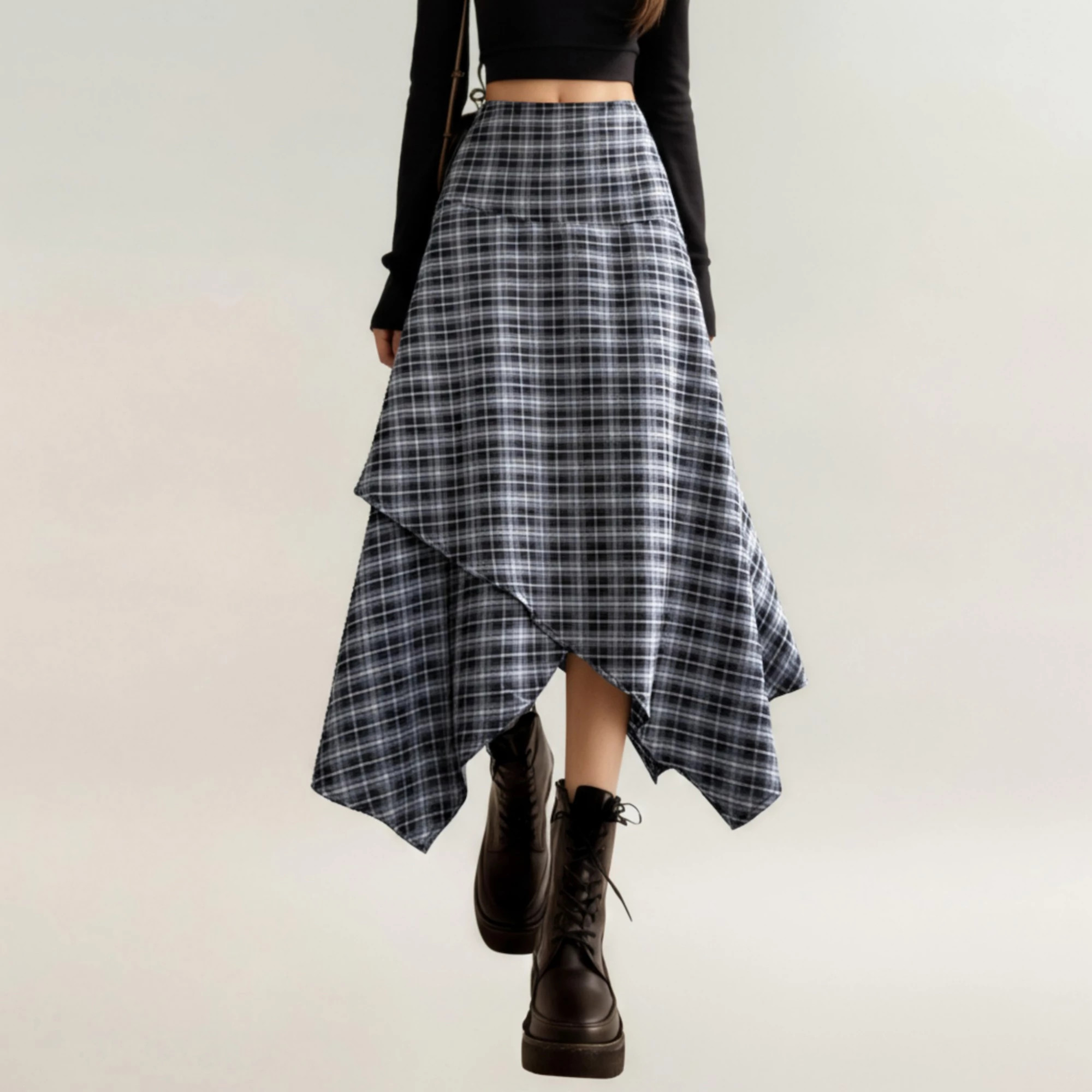 Women's Asymmetrical Plaid Midi Skirt with Layered Handkerchief Hem | Kohl's