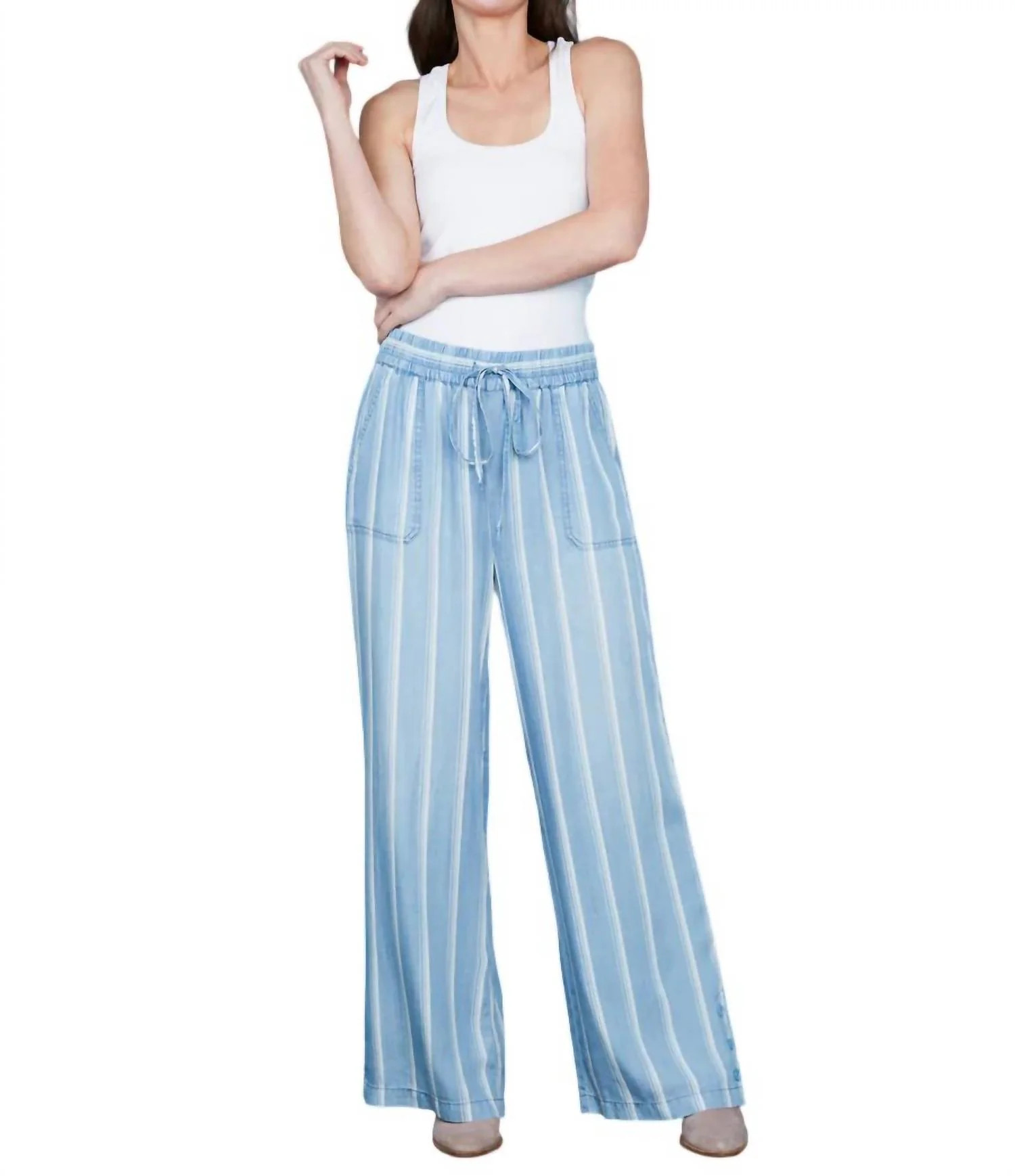 Beach Pant In Denim Stripes | Shop Simon
