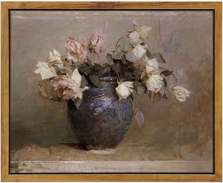 InSimSea Framed Wall Art Prints New 8x10inch Canvas Prints - Roses in Vase | Amazon (US)