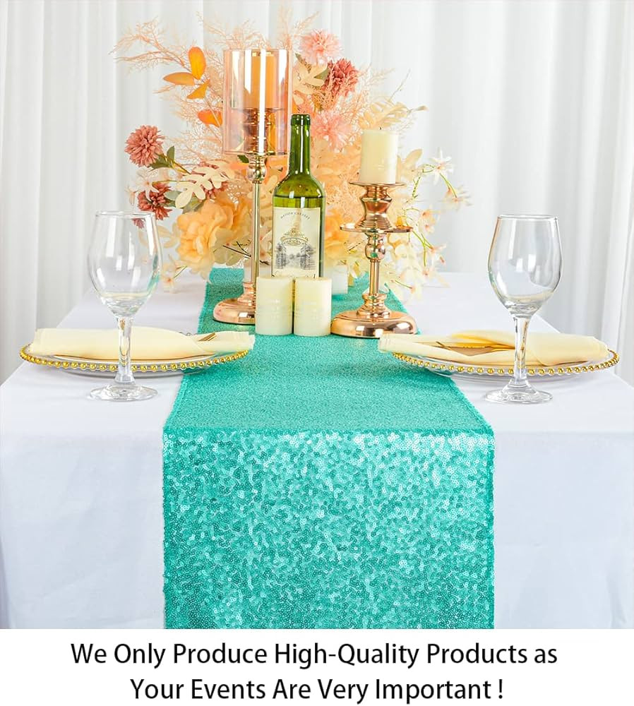 ShinyBeauty Wedding Decor Sequin Table Runner 2pcs Mint Green-12x72-Inch Party Runner, Table Runner  | Amazon (US)