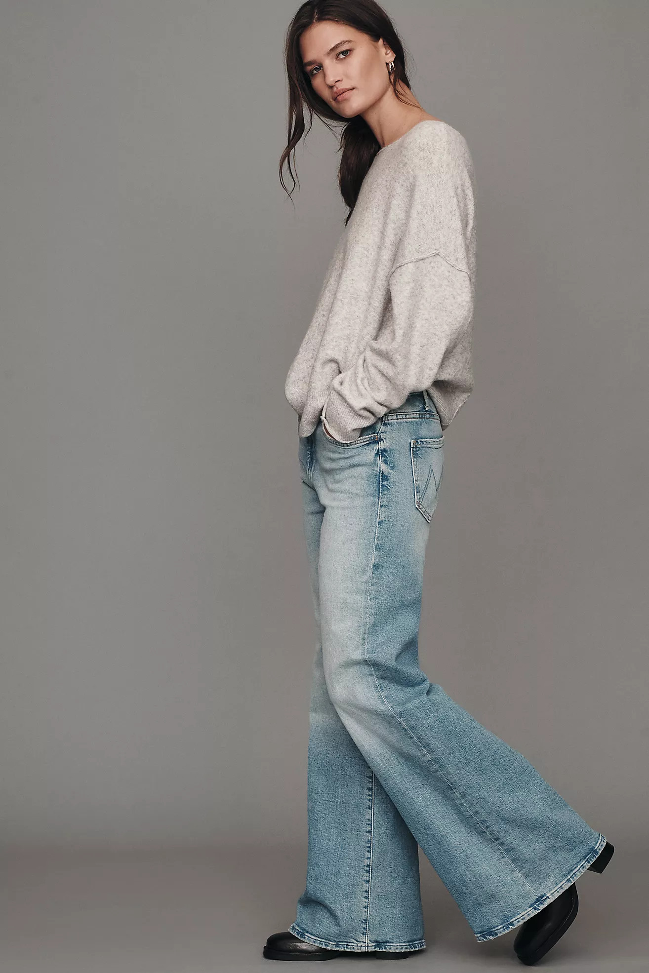 MOTHER The Hustler Roller Sneak High-Rise Wide-Leg Jeans | Anthropologie (US)