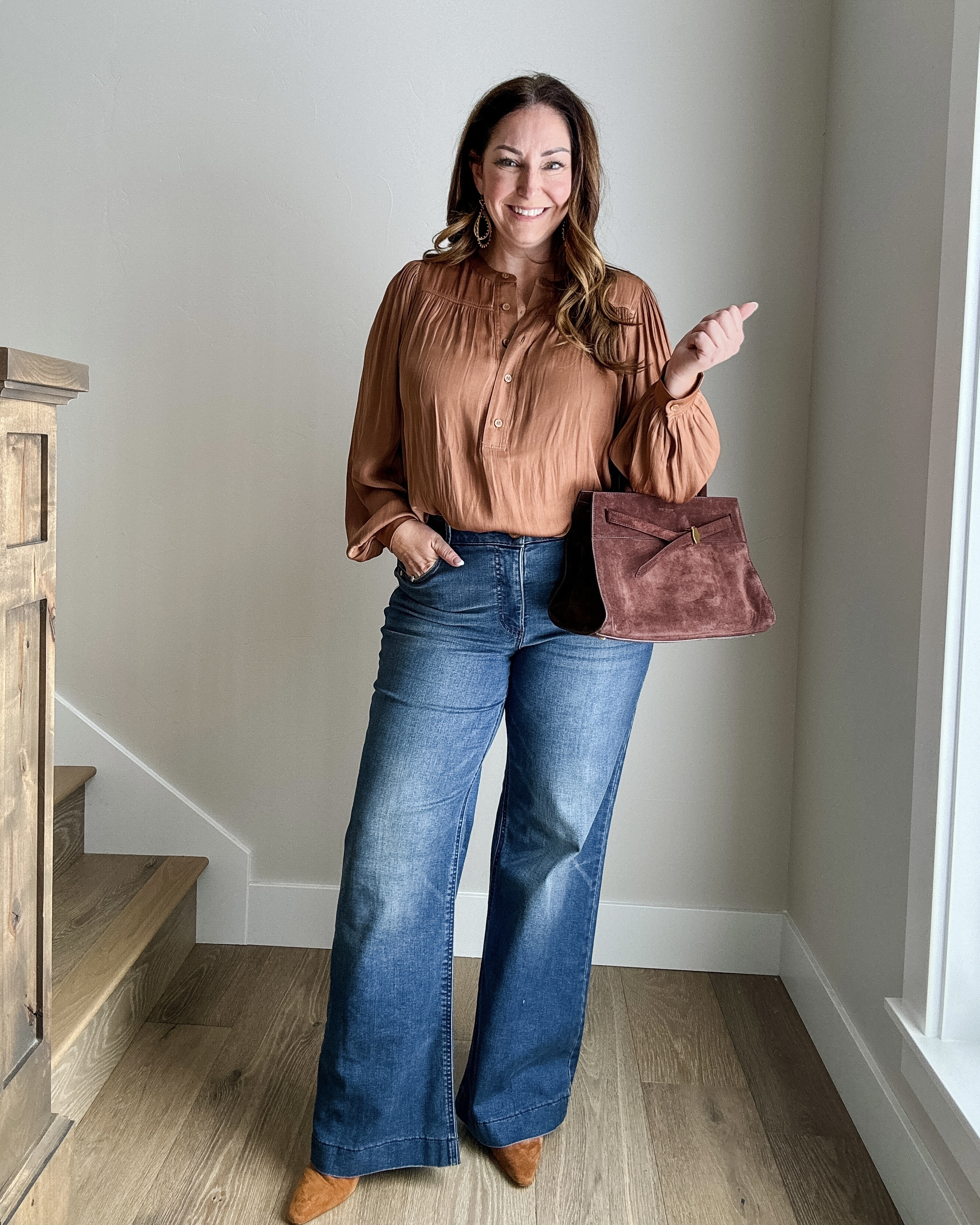 Fall outfit from @nordstrom 
· Wearing L in top, 12 in jeans size down if in-between 

#NordstromPartner TheRecruiterMom

#LTKSeasonal #LTKMidsize #LTKOver40