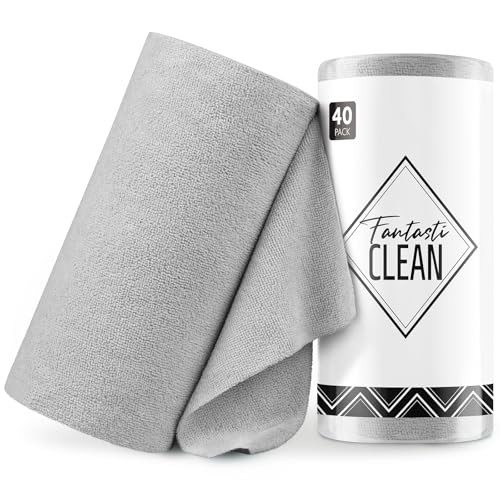 Fantasticlean Microfiber Cleaning Cloth Roll -40 Pack, Tear Away Microfiber Towels, 12" x 12", Reusable, Washable, Scratch Free, Ultra Absorbent Dishcloth for Car, Home Supplies, Pet, Kitchen (Grey) | Amazon (US)