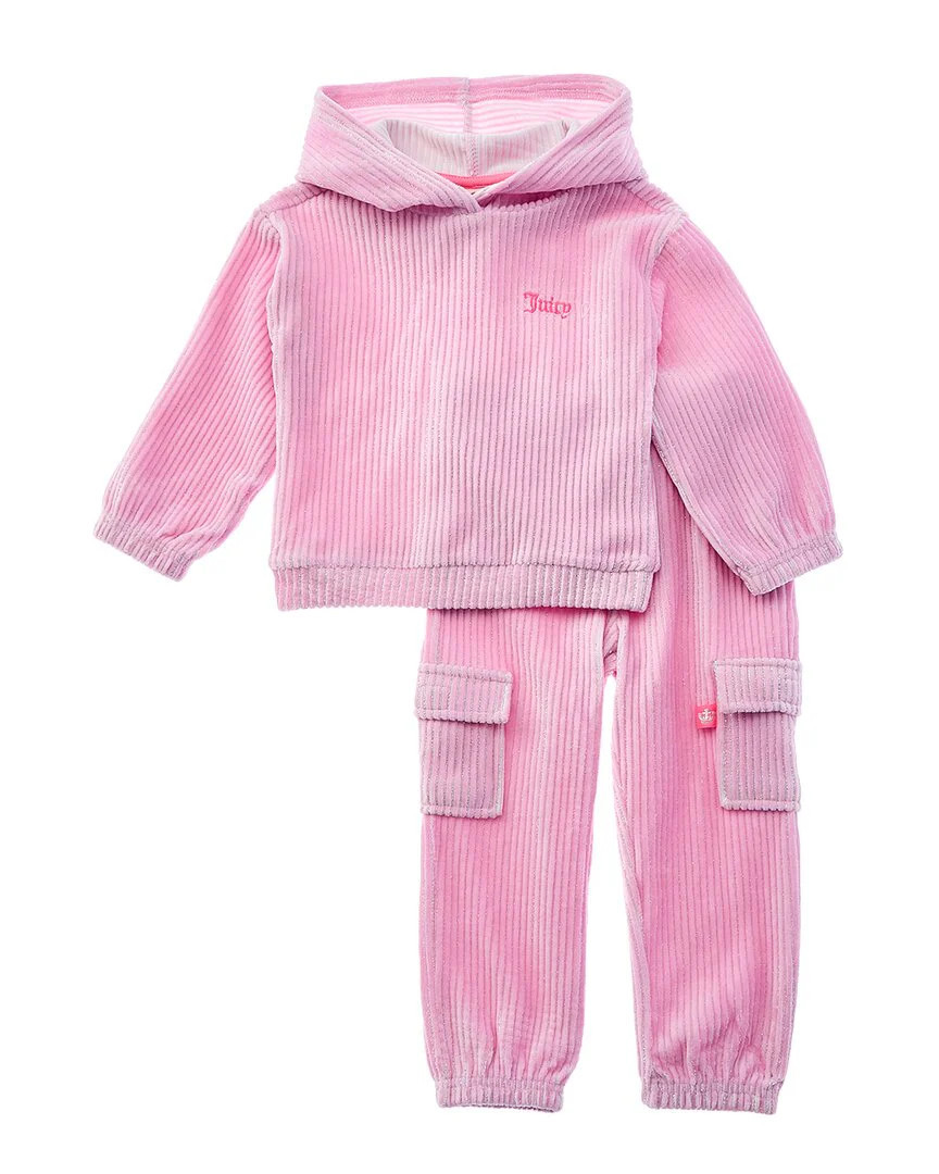 Juicy Couture 2pc Rib Velour Hoodie & Pant Set | Shop Simon