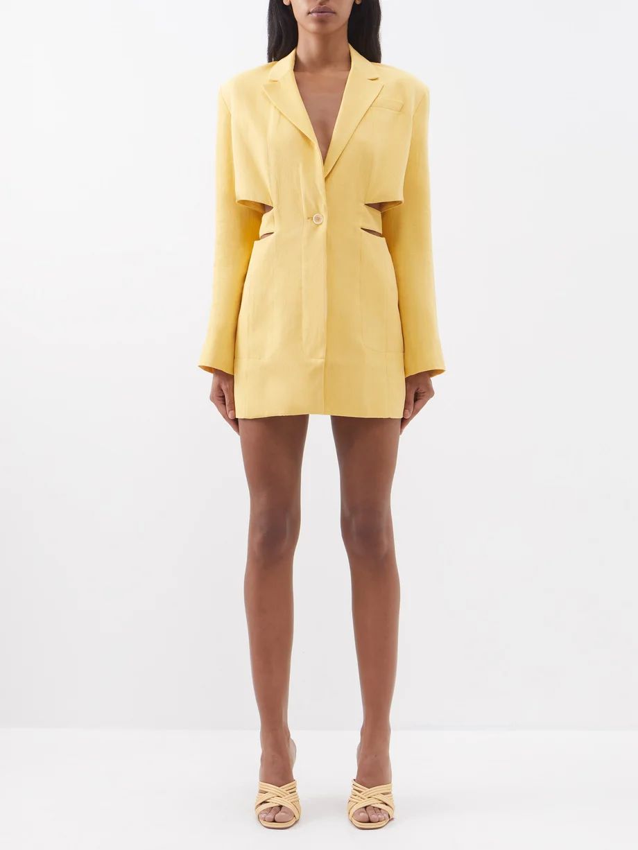 JacquemusBari cutout linen-blend blazer dress | Matches (US)