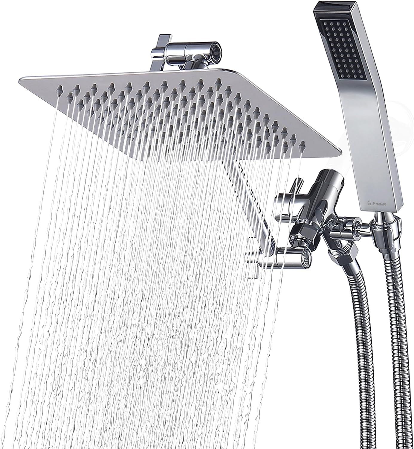 G-Promise All Metal 8" Dual Square Rain Shower Head Combo | Handheld Shower Wand with 71" Extra L... | Amazon (US)