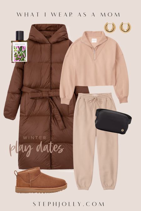 Mom outfit for winter play dates // easy loungewear for errands, school drop offs, travel outfit ideas & more linked! 

#LTKunder100 #LTKSeasonal #LTKstyletip