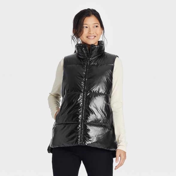 Women's Wet Look Puffer Vest - A New Day™ | Target