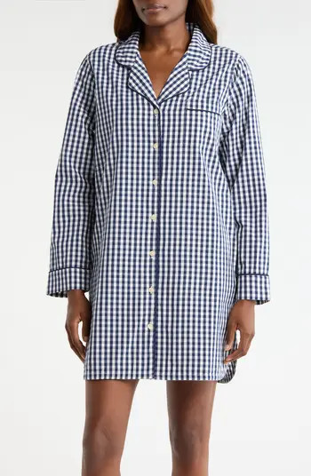 Classic Piped Cotton Nightshirt | Nordstrom