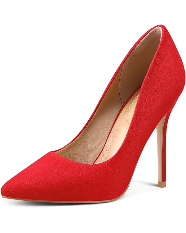 mysoft Women's High Heels Pumps Closed Pointed Toe Stiletto 4IN Heels Dress Wedding Shoes | Amazon (US)