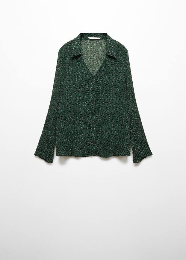 Printed flowy shirt -  Women | Mango USA | MANGO (US)