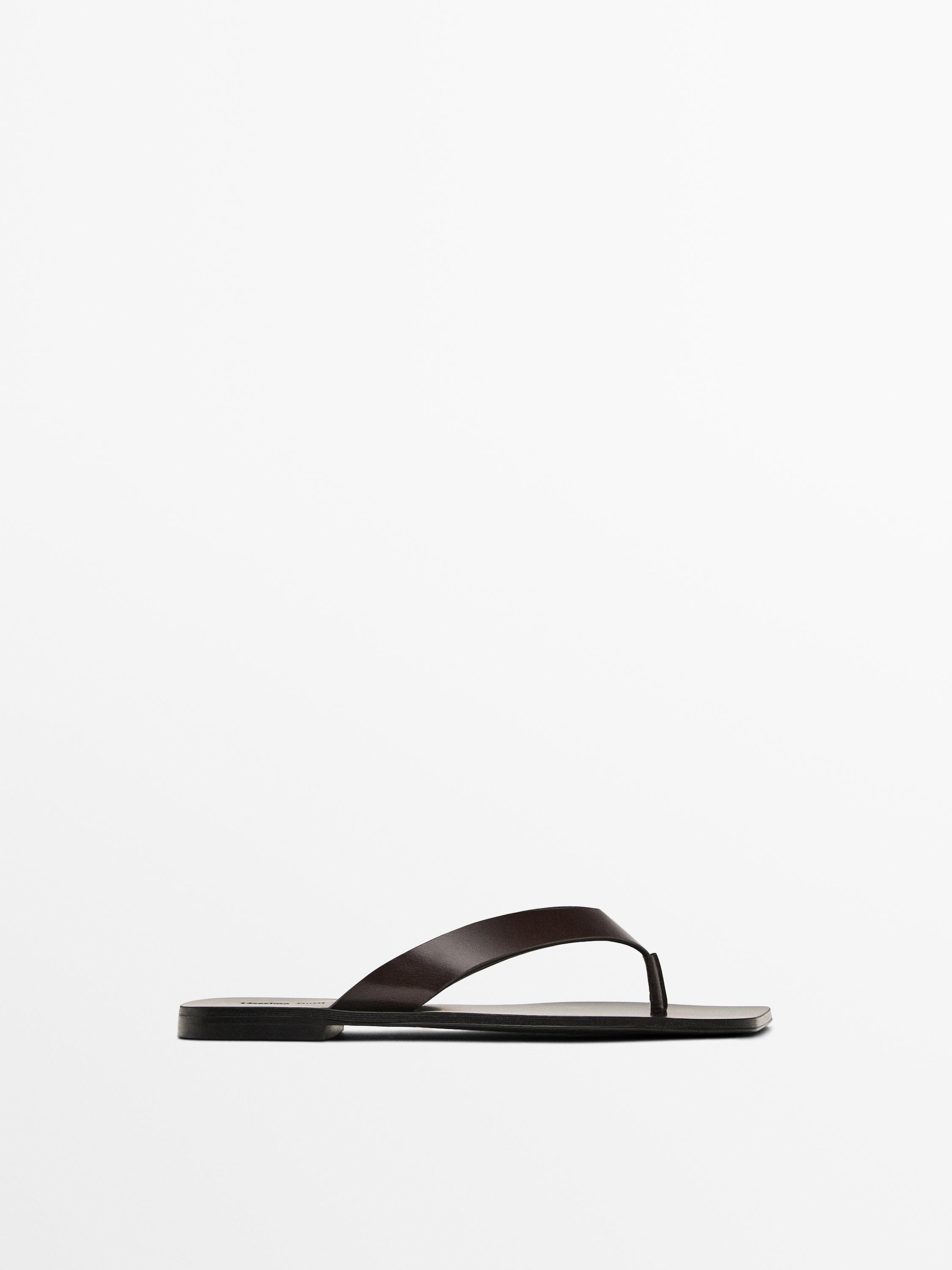 Leather toe divider sandals | Massimo Dutti UK
