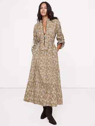 Cotton Utility Zip Long Midi Dress | Banana Republic (US)