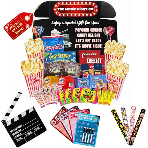 Movie Night Gift Basket 42-Piece Movie Night Supplies Box Popcorn Candy Set | Amazon (US)