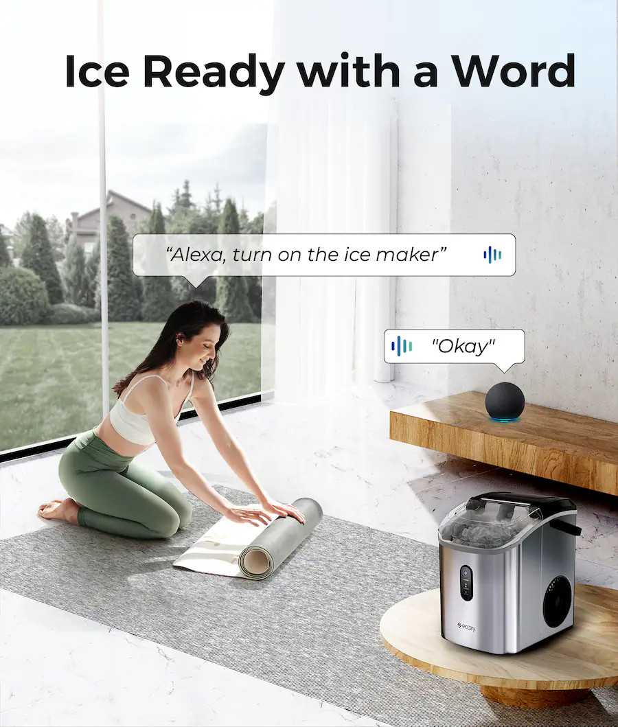 Ecozy - 33lb. Smart Nugget Countertop Ice Maker, Portable Pebble Ice Machine with Voice Control -... | Best Buy U.S.