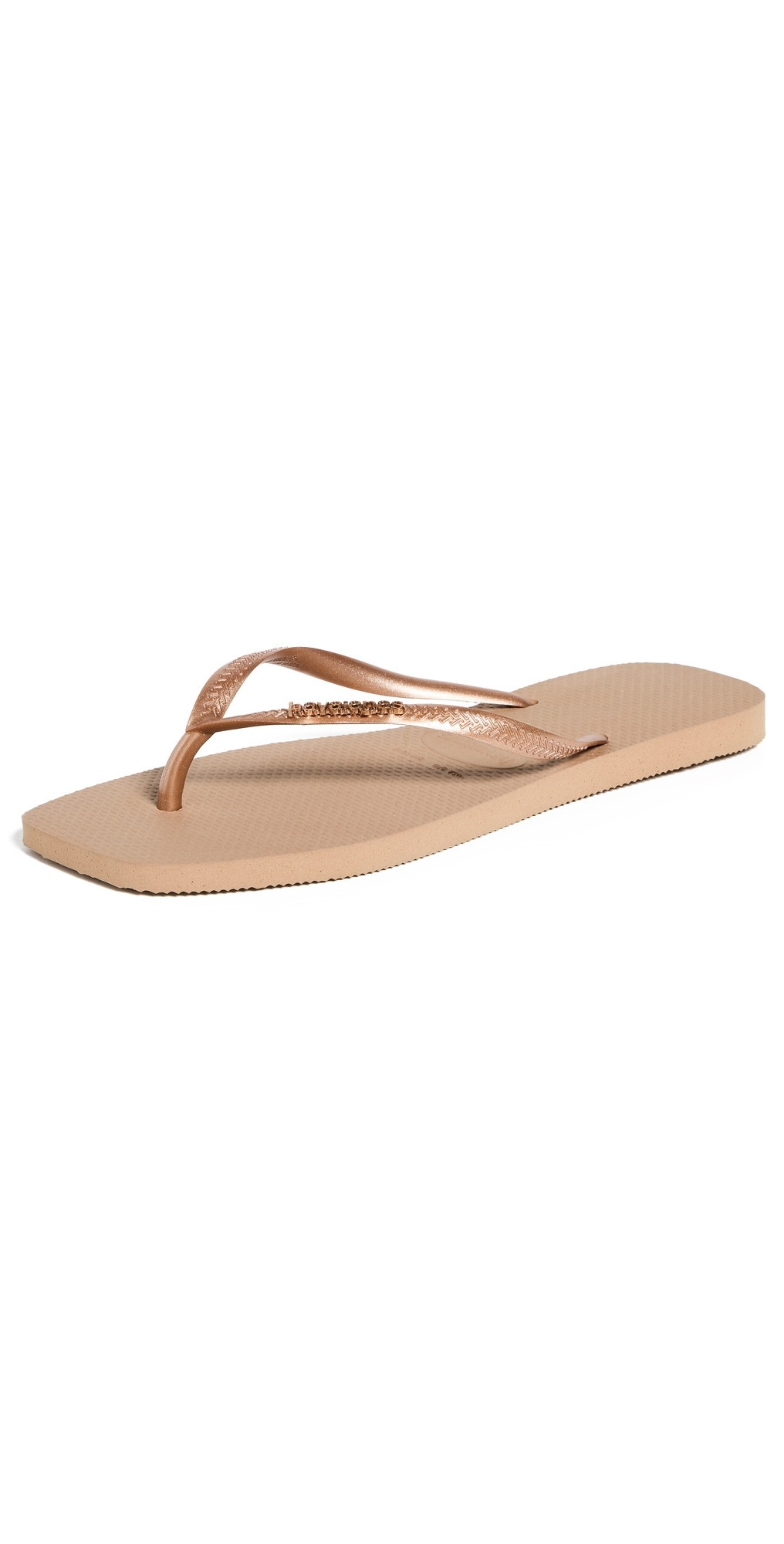 Havaianas Slim Square Logo Metallic Flip Flops Rose Gold 6 | Shopbop