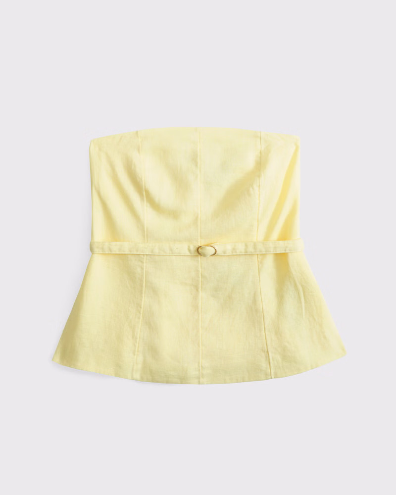 Women's Premium Linen Strapless Tailored Top | Women's Tops | Abercrombie.com | Abercrombie & Fitch (US)