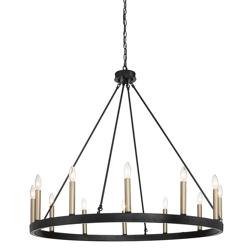 Madalyn 12 - Light Candle Style Wagon Wheel Chandelier | Wayfair North America