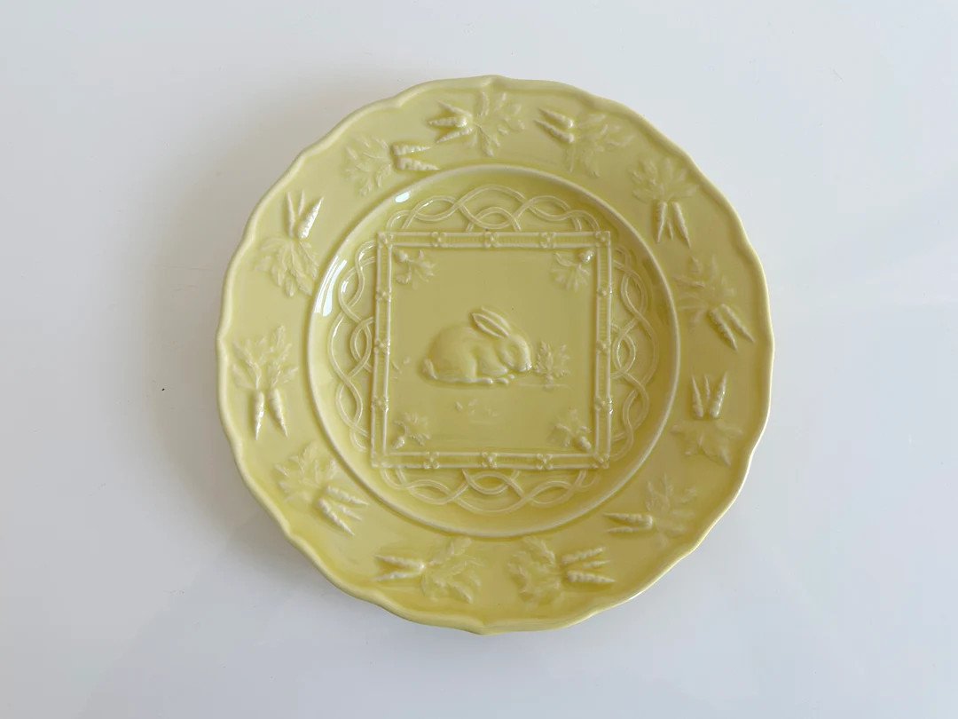 Rabbit Yellow Majolica Accent Luncheon Plate by Bordallo Pinheiro Portugal Vintage - Etsy | Etsy (US)