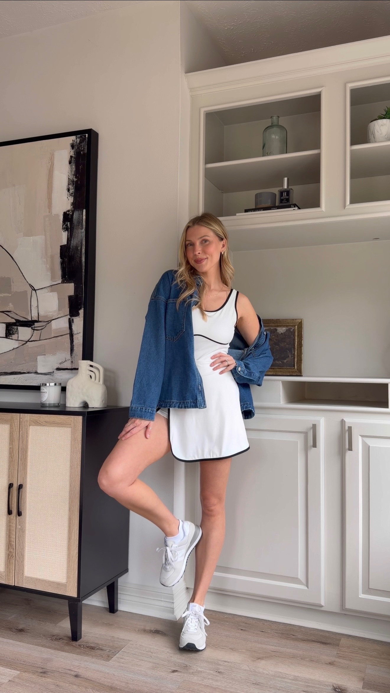 Cutest athletic dress! Does have padding and built in shorts. Wearing S + M in denim shirt.
 

 