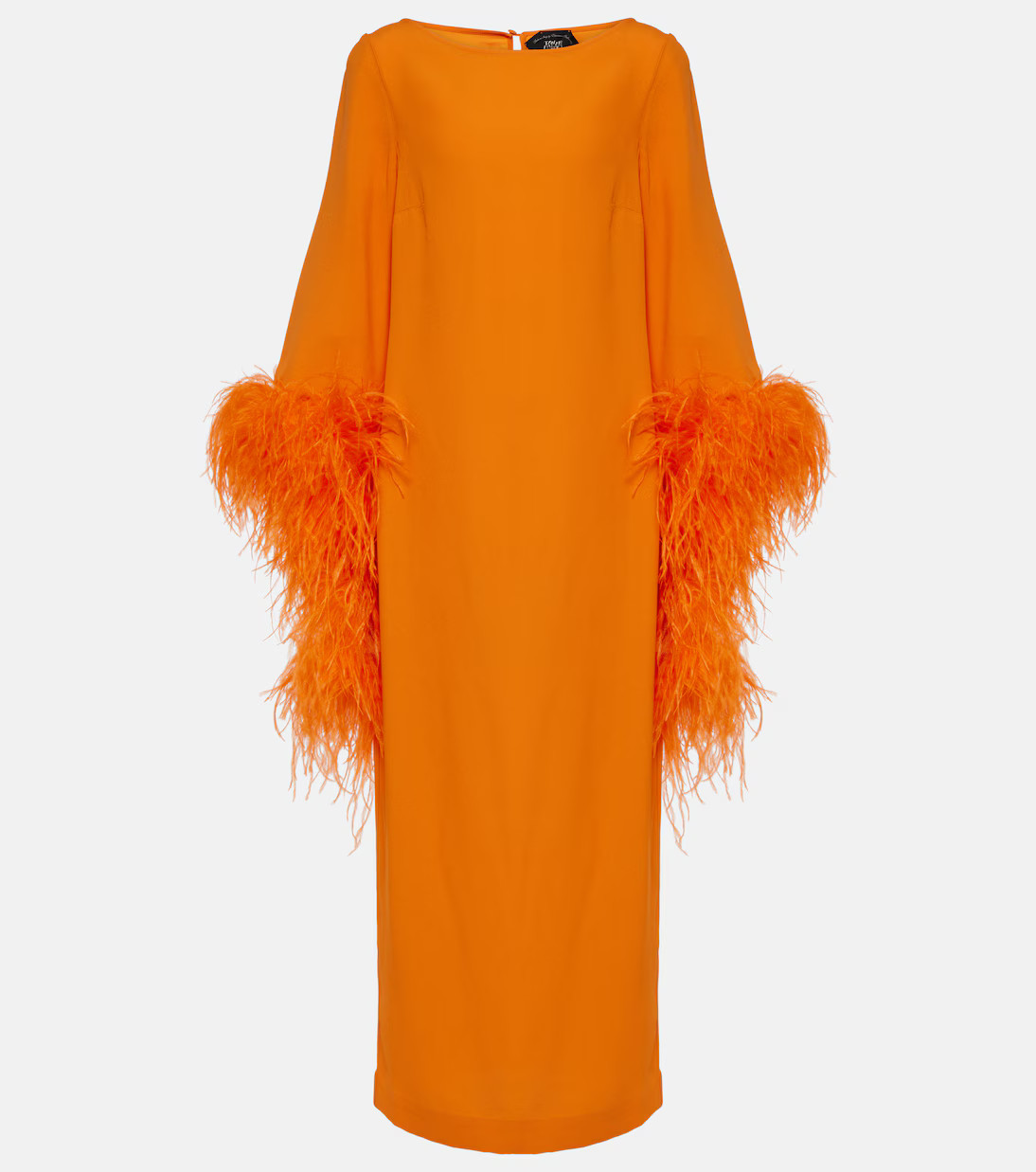 Del Lago feather-trimmed crêpe cady midi dress | Mytheresa (UK)