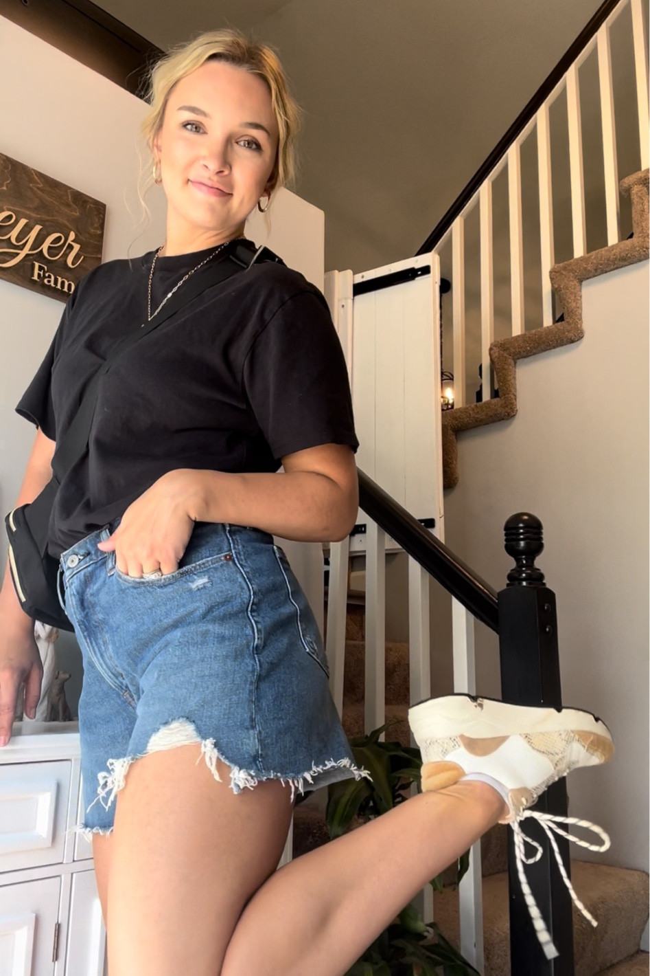 Neutral summer outfit // denim // jean shorts // t-shirt // sneakers // summer fashion // summer clothing // summer outfit

#LTKunder100 #LTKstyletip #LTKfit