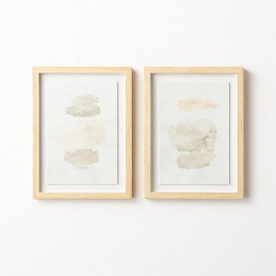 (Set of 2) 12&#34; x 16&#34; Watercolor Abstract Framed Wall Arts - Threshold&#8482; designed wit... | Target