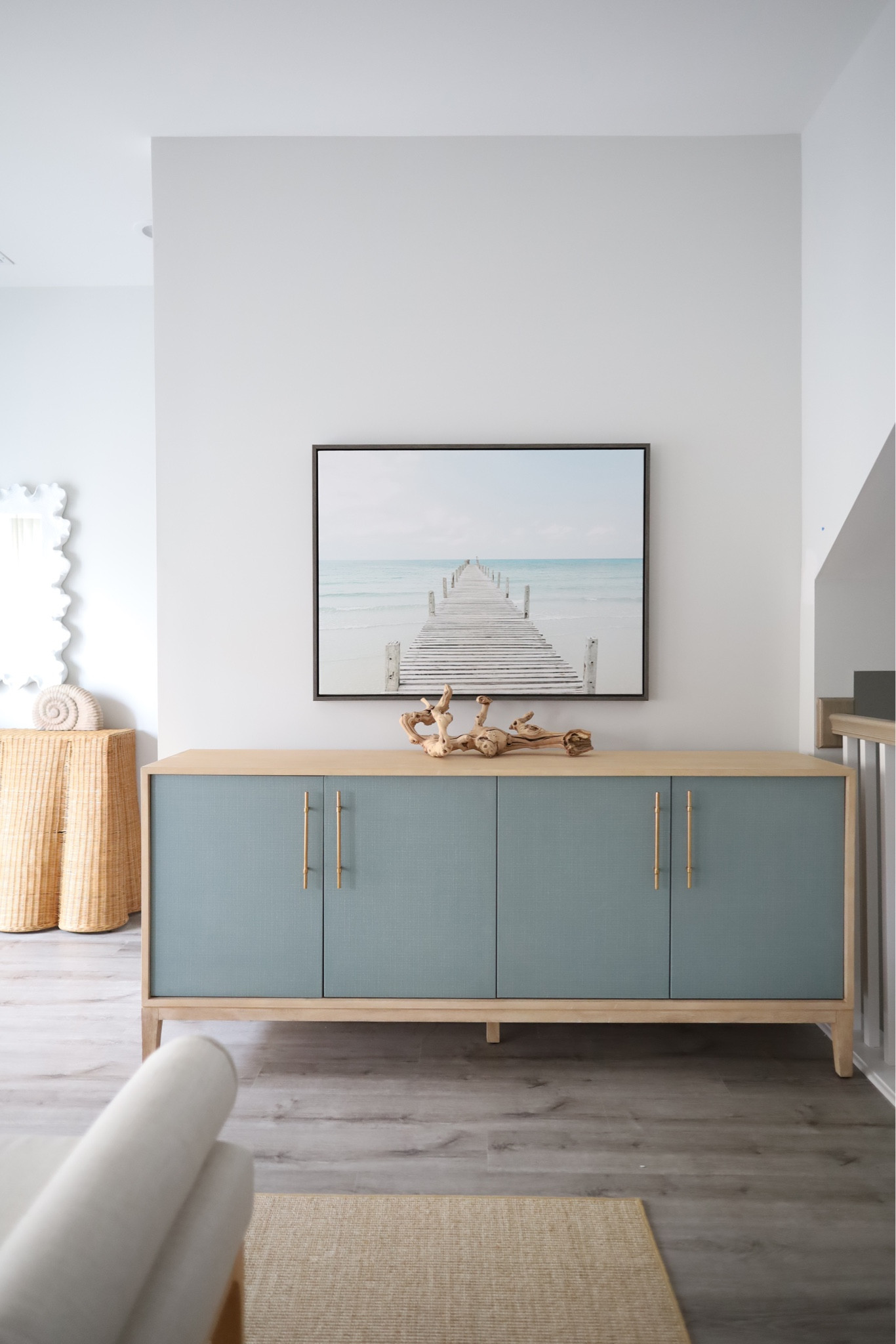 Coastal decor, beach art, Serena and Lily media console 