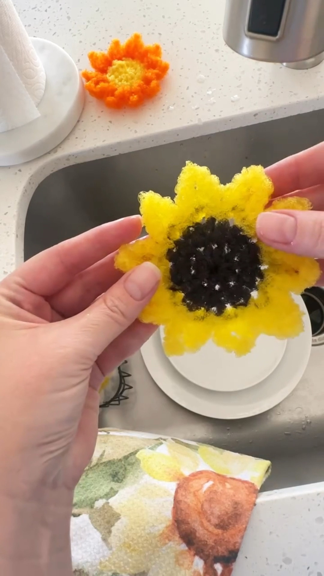 🌻 My newest pattern is here!

I’ve been using this little Sunflower Dish Scrubby by my sink, and I honestly love how cheerful it makes everyday chores feel. 💛

Made with nylon scrubby yarn from @lionbrandyarn, it’s durable enough for dishes and pots, works up in about 20 minutes, and makes the sweetest handmade gifts.

I can already picture these at craft fairs, tucked into gift baskets, or paired with a kitchen towel for a thoughtful handmade set.

🌻 Free pattern + full video tutorial now available, link in bio!

Do you prefer traditional sunflower colors or fun color combinations? 🧡💛🤍

#sharemylby #simplymadebyerin #crochetscrubbies #freecrochetpattern