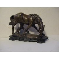 Bronze Grazing Horse Figurine - Chinese Bronze Form W Wood Base 7"" X 2.25"" 5"" High Solid Cast With Great Details | Etsy (US)