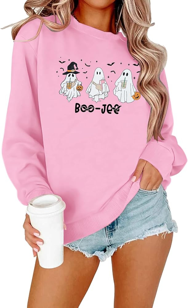MNLYBABY Halloween Ghost Sweatshirt Women Funny Spooky Season Long Sleeve Shirts Halloween Pullov... | Amazon (US)
