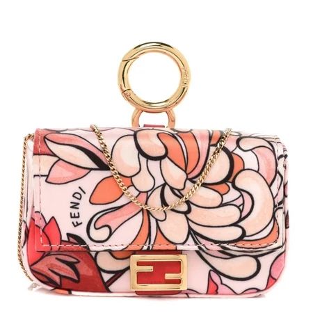 Fendi Baguette Pink Satin Floral Nano Bag Charm Crossbody 7AR844 | Walmart (US)