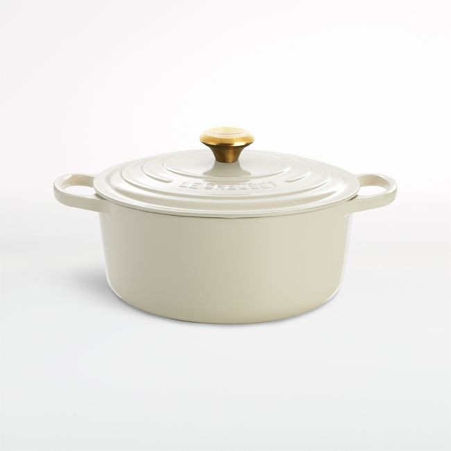 Le Creuset ® Signature 5.5 qt. Round Cream Dutch Oven with Lid | Crate & Barrel