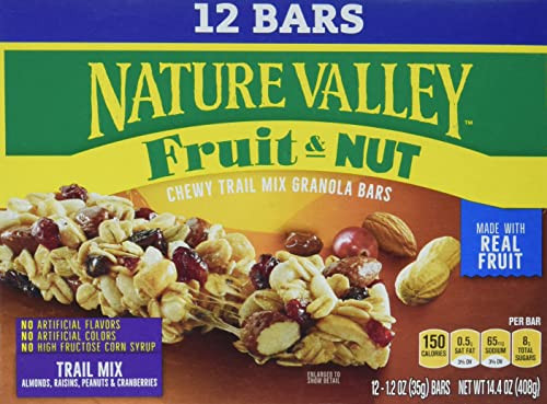 Nature Valley Chewy Fruit and Nut Granola Bars, Trail Mix Snack Bars, 12 ct, 14.4 OZ | Amazon (US)