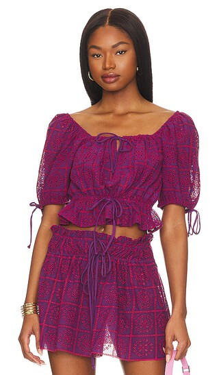 Broderie Anglaise Cropped Top in Sparkling Grape | Revolve Clothing (Global)