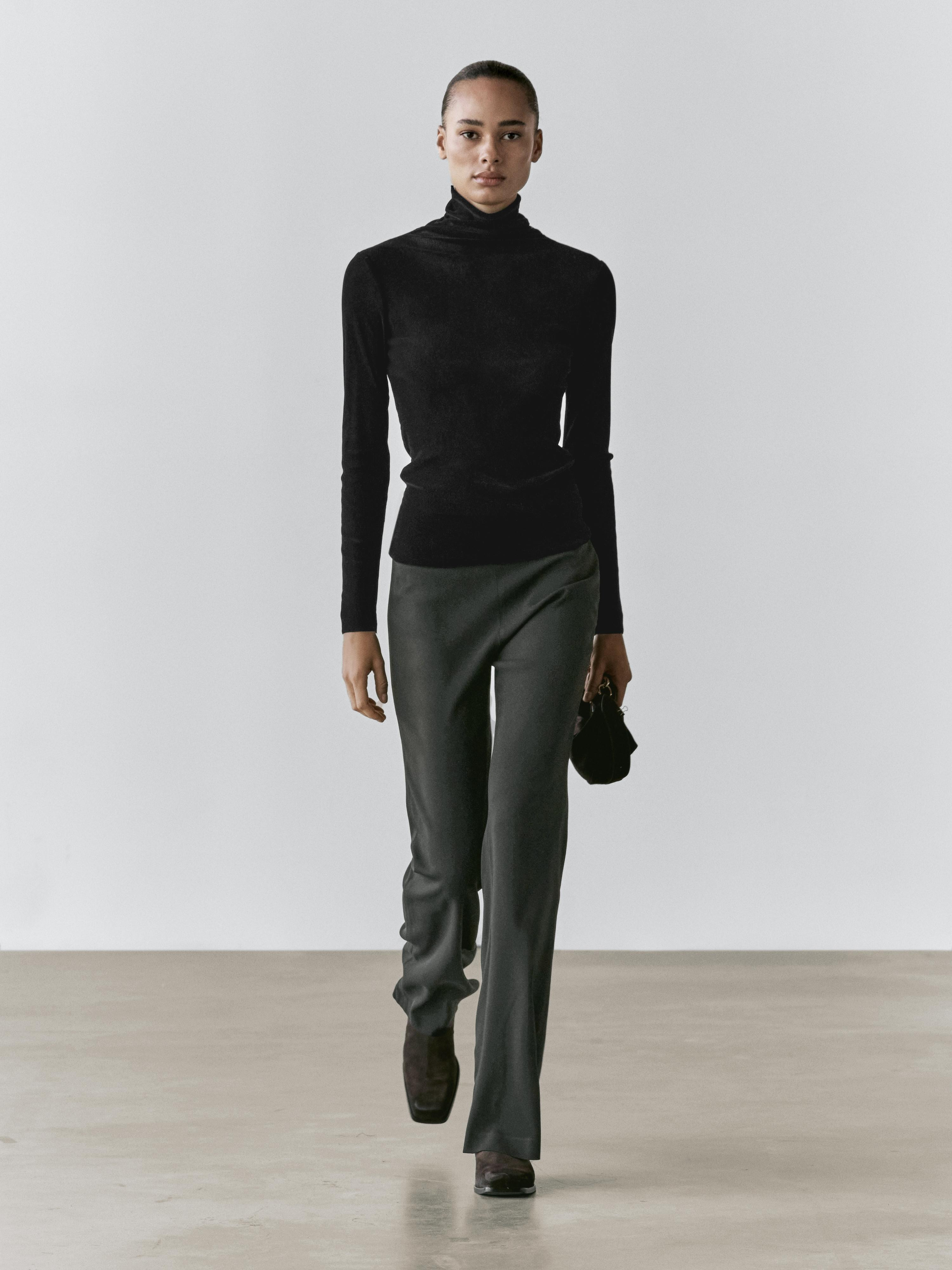 Semi-sheer long sleeve T-shirt | Massimo Dutti UK