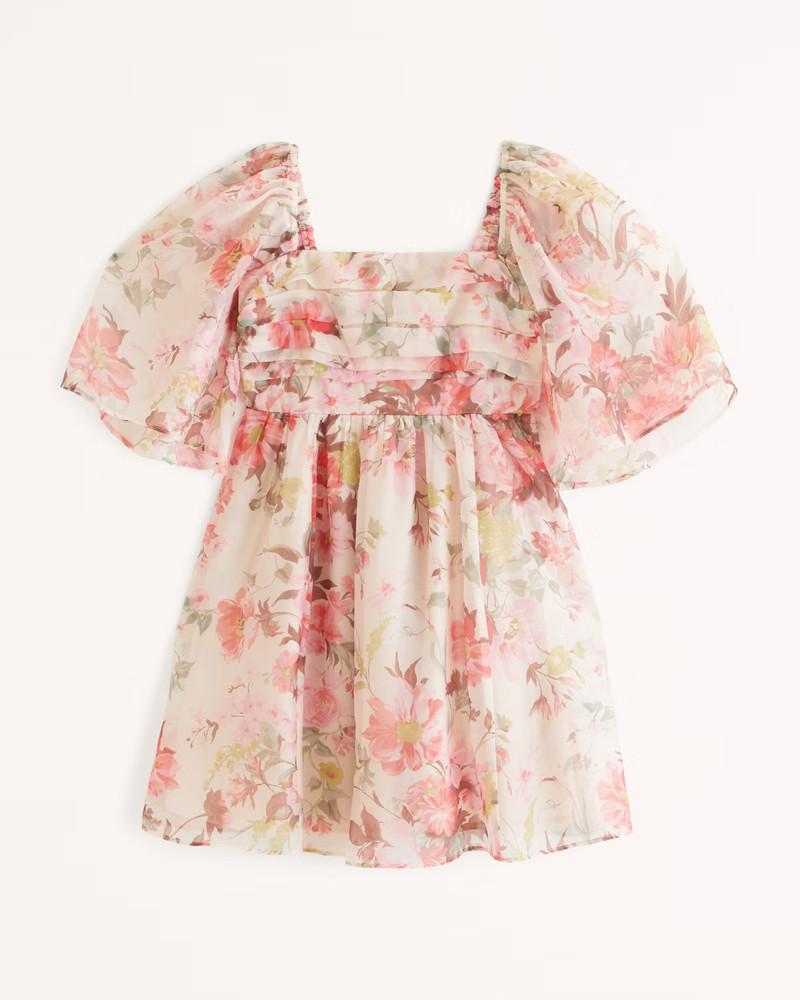 Emerson Ruched Angel Sleeve Mini Dress | Abercrombie & Fitch (US)