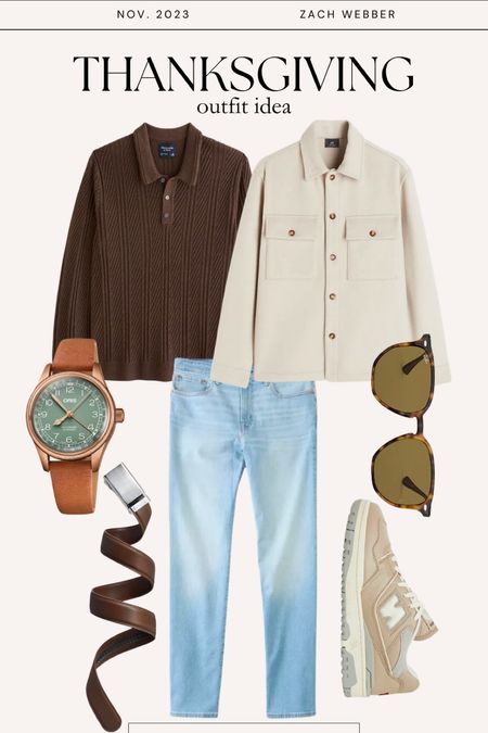 Thanksgiving outfit idea - jeans, polo sweater, and overshirt. This is casual yet elevated.

#LTKSeasonal #LTKstyletip #LTKmens