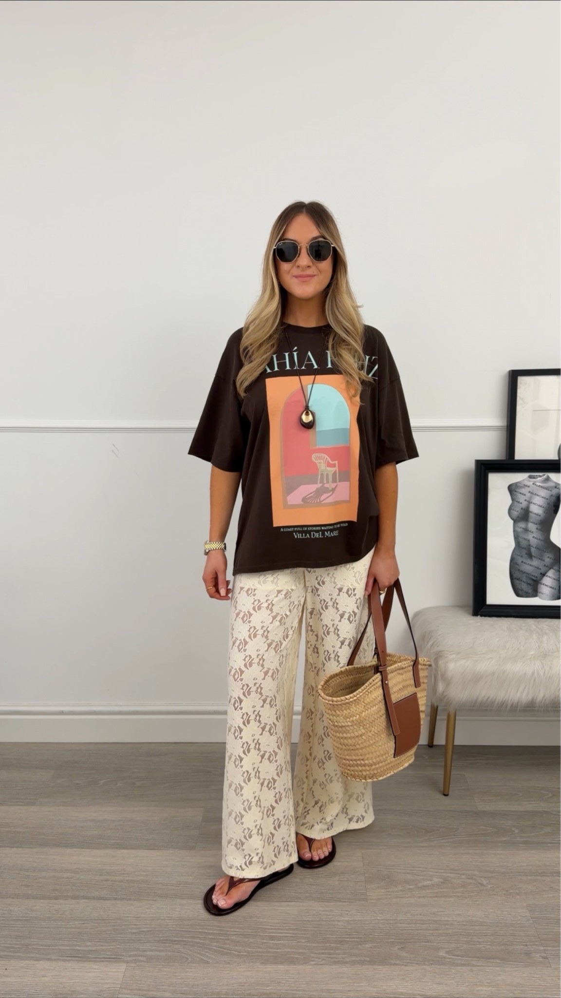 Summer holiday outfit idea with an oversized printed t-shirt & lace trousers

#LTKsummer #LTKtravel #LTKsale