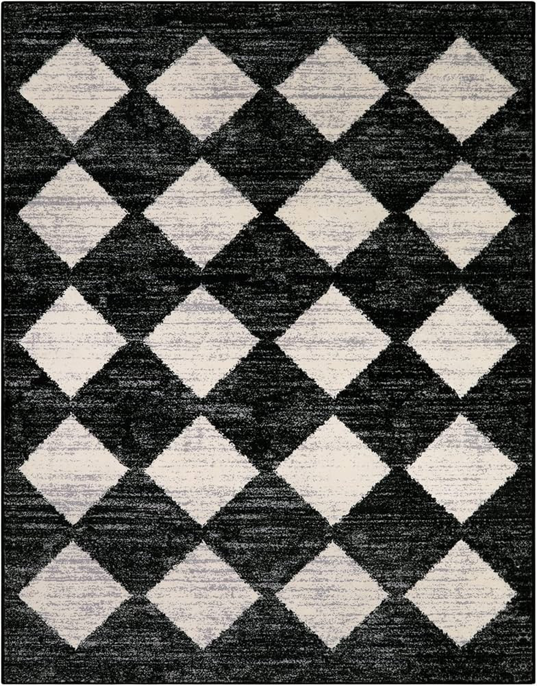 Lahome Moroccan Trellis Area Rug - 5x7 Black Washable Large Rugs for Bedroom Living Room Mat, Che... | Amazon (US)