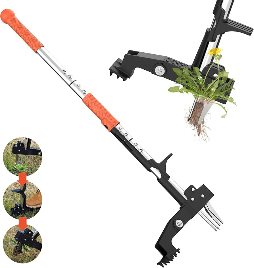 Weed Puller Tool, Gardening Stand-Up Weeder Puller with Ergonomic 39.3" Long Handle and 4 High-St... | Amazon (US)