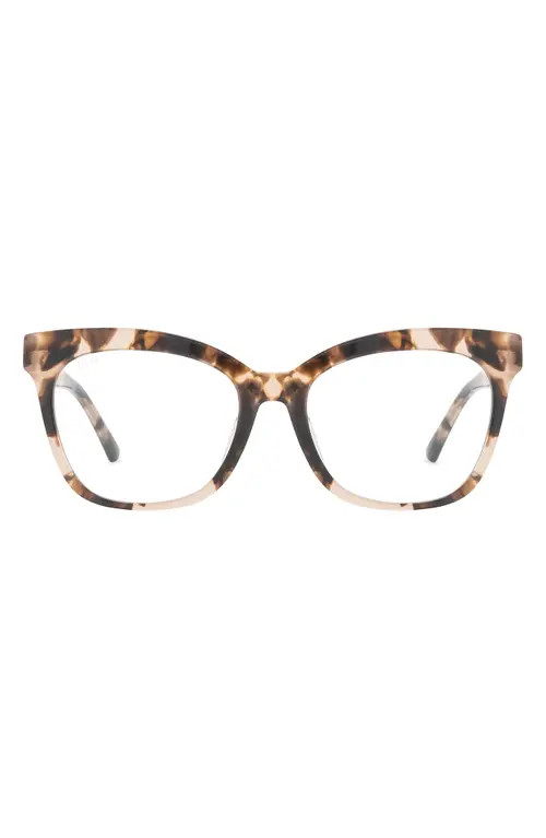 DIFF Winston 50mm Cat Eye Optical Glasses in Himalayan Tort /Clear at Nordstrom | Nordstrom