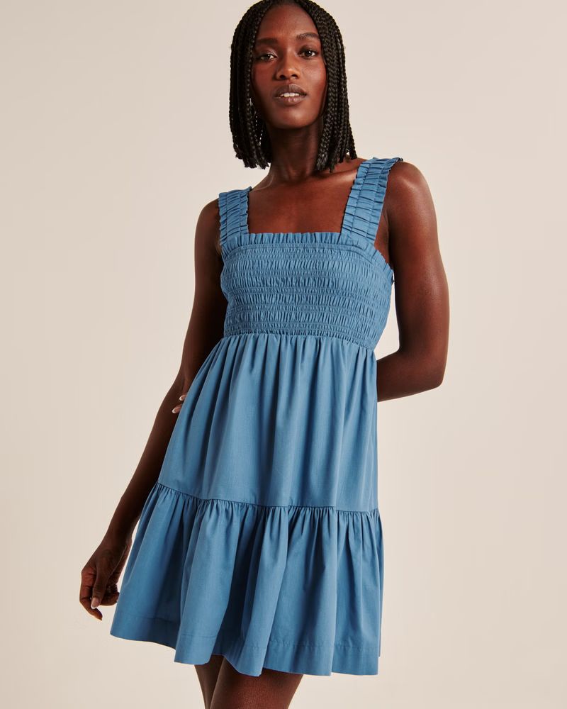 Smocked Bodice Easy Mini Dress | Abercrombie & Fitch (US)