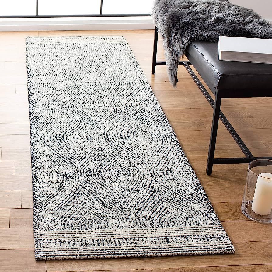 SAFAVIEH Abstract Collection Runner Rug - 2'3" x 8', Ivory & Charcoal, Handmade Wool, Ideal for H... | Amazon (US)