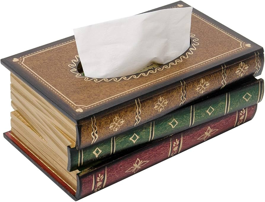 Crafted Classical Retro Wooden Antique Book Tissue Box Cover Rectangular Tissue Holder Dispenser ... | Amazon (US)