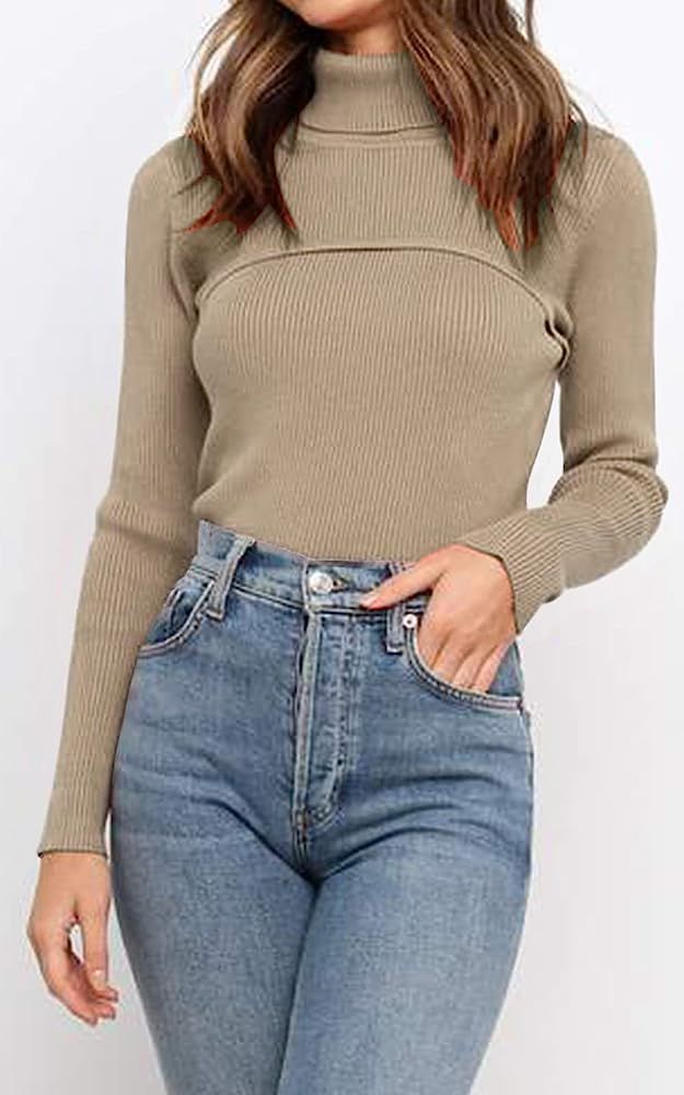 PRETTYGARDEN Women’s Turtleneck Knit Sweater Long Sleeve Soft Classic Fit Pullover Tops | Amazon (US)