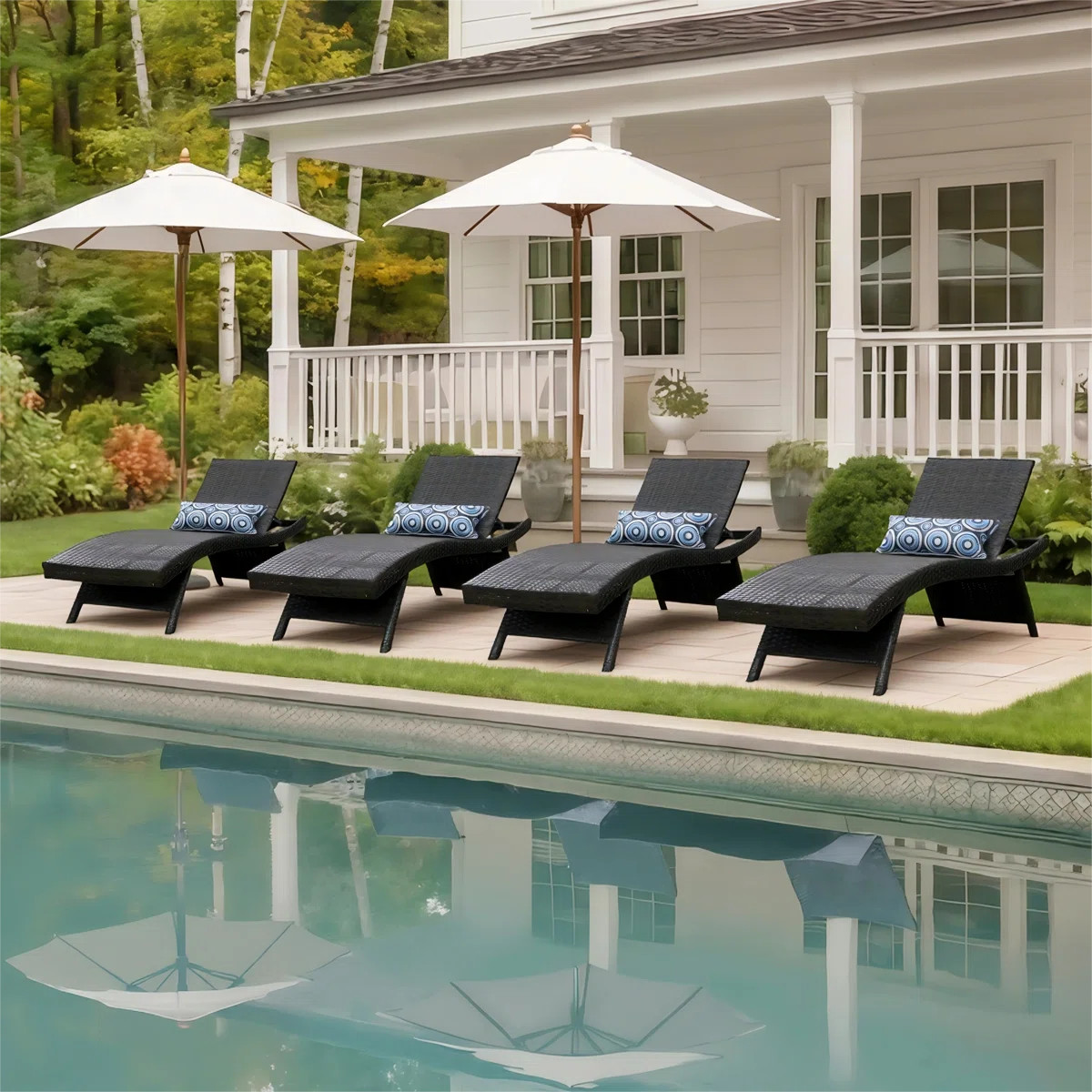 Salcombe Foldable Reclining Outdoor Chaise Lounge (Set of 4) | Wayfair North America