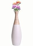 31.5 Spun Bamboo Tall Trumpet Floor Vase, White and Natural | Amazon (US)